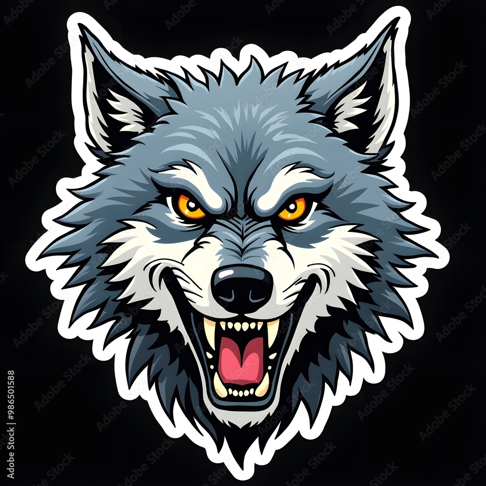 grey blue angry wolf front face grey blue angry wolf front face
