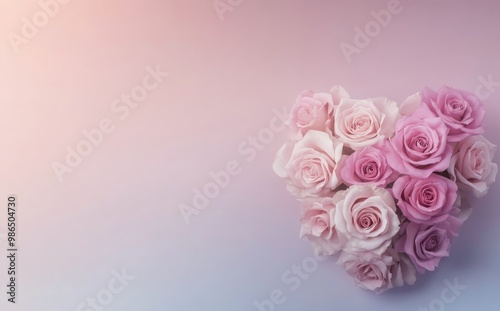 A heart-shaped arrangement of pink roses surrounded by shimmering background at a romantic event