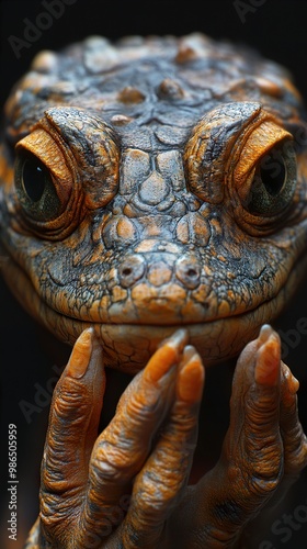 Close Up Portrait of a Crocodile's Face