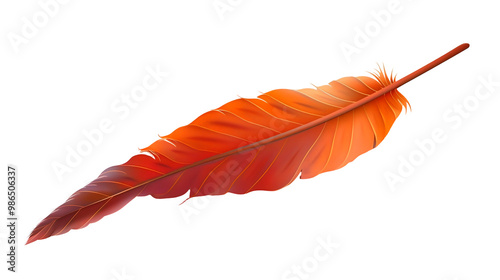 Turkey feather simple vector for Thanksgiving festival, PNG file, isolated on white, transparent background. photo