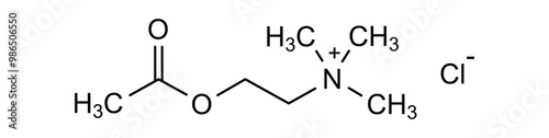 Chemical structure of acetylcholine chloride, drug substance