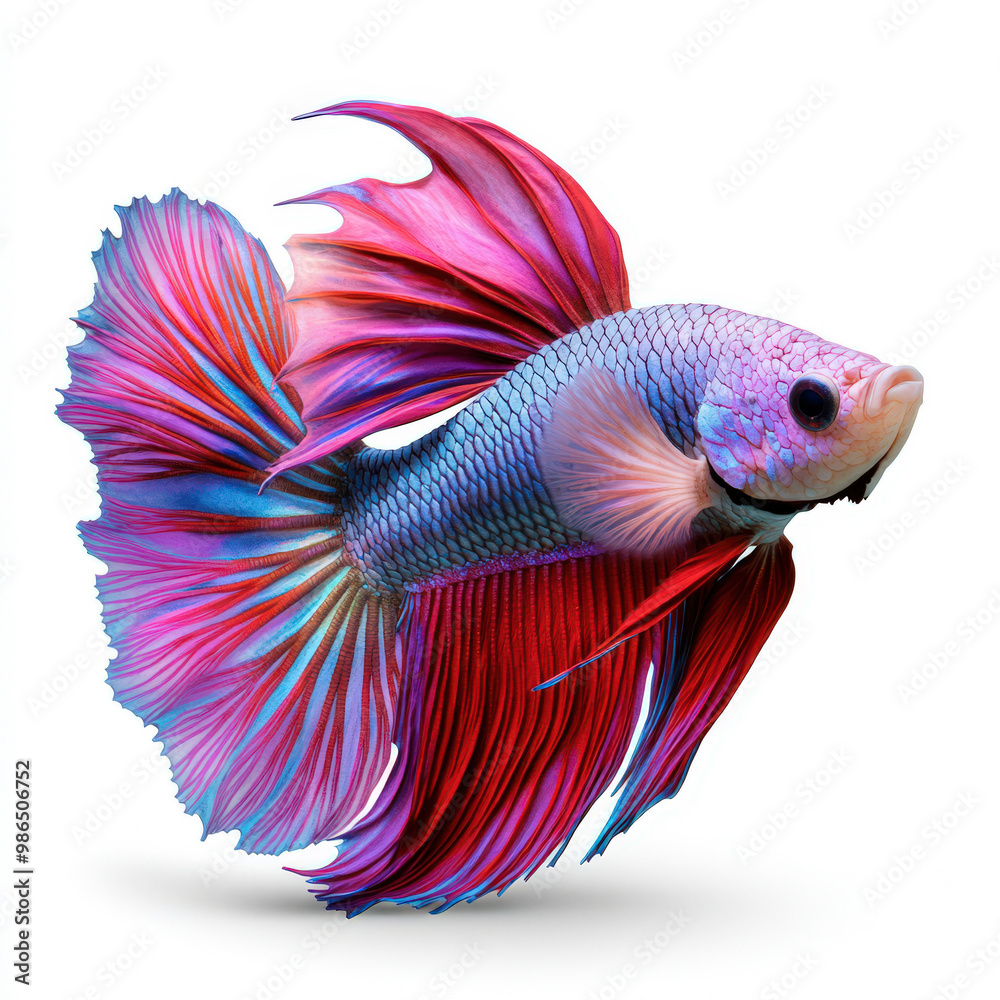 Fototapeta premium Colorful Siamese Fighting Fish with Long Flowing Fins