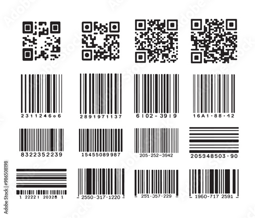 Collection of bar code on white background