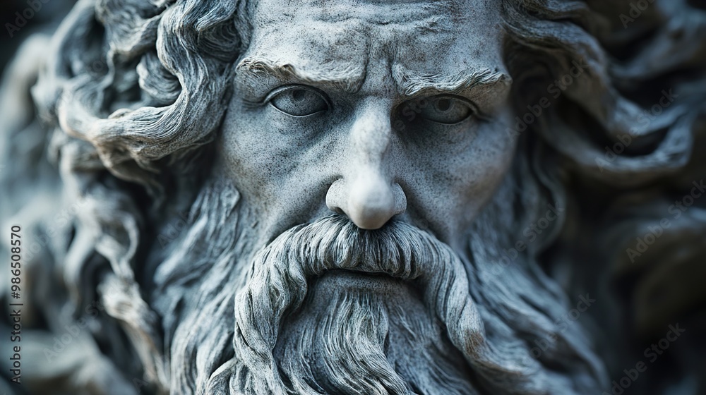 Close-up of an Ancient Stone Sculpture: A Detailed Look at the Face of a Mythological Figure Close-up of an Ancient Stone Sculpture: A Detailed Look at the Face of a Mythological Figure