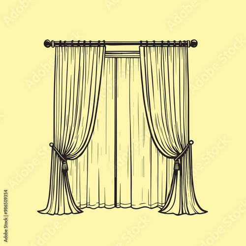 Fabric curtains icon for windows, doors & balcony 