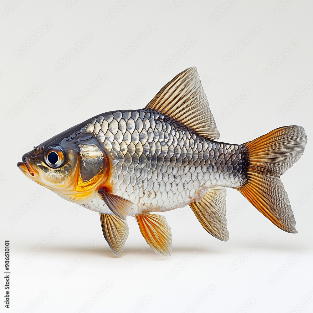 Crucian carp. Fish on a white background.
Crucian carp. Fish on a white background.