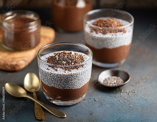 Healthy vegan chocolate chia pudding