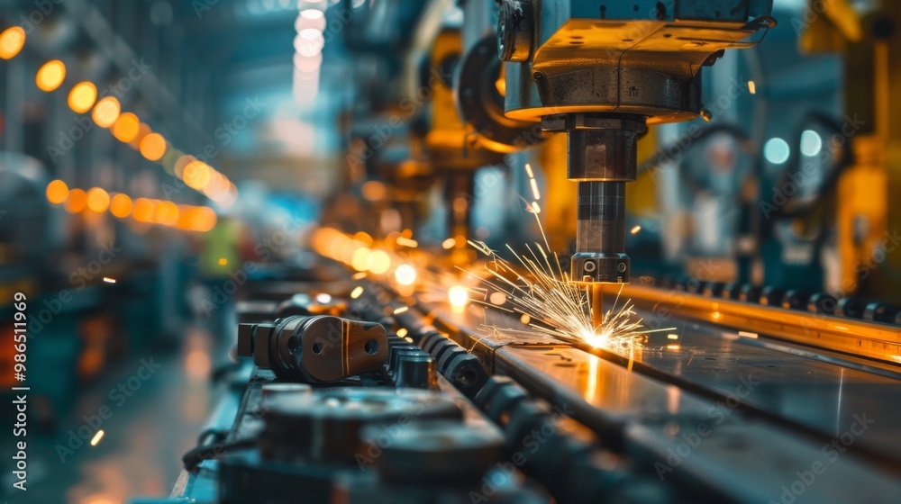 High-Tech Robot Arm Conducting Precision Welding in a Modern Industrial Setting