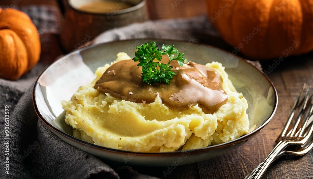 Mashed potatoes with gravy for Thanksgiving Mashed potatoes with gravy for Thanksgiving