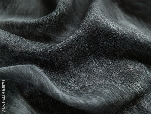 Close-up of Smooth Grey Fabric Texture