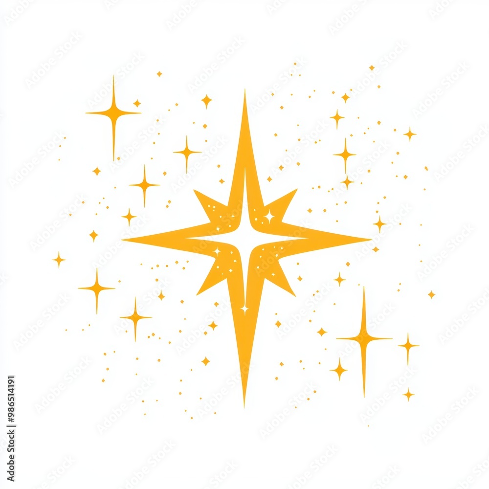 Sparkling Star Vector Illustration on White Background Sparkling Star Vector Illustration on White Background