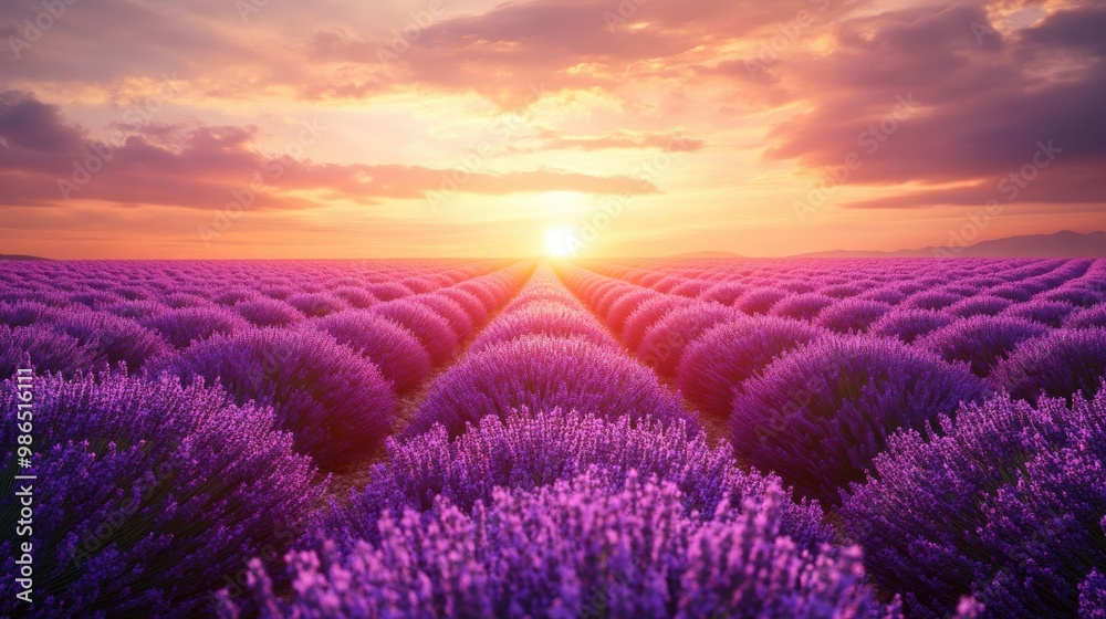 Serene Lavender Field at Sunset Serene Lavender Field at Sunset