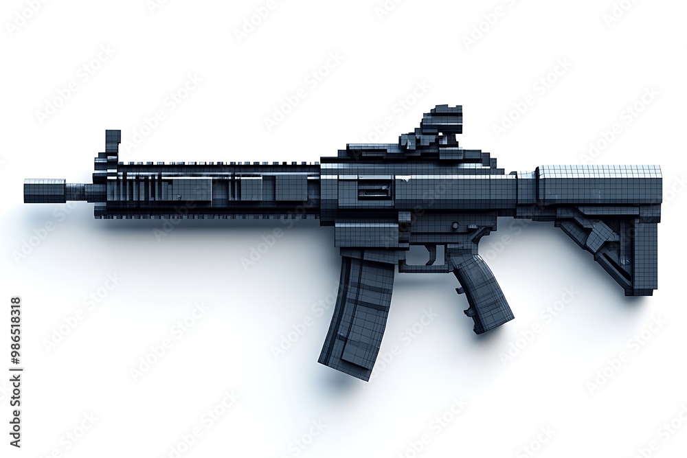 Modern Black Rifle with Scope on White Background Modern Black Rifle with Scope on White Background