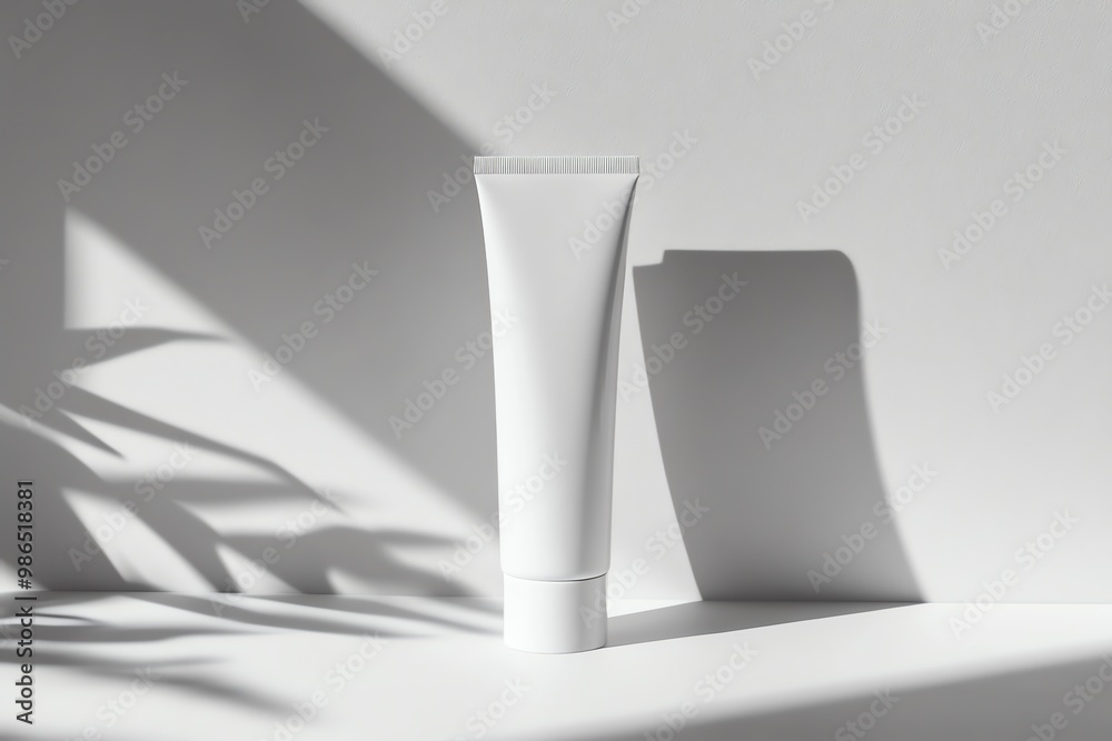 White Cosmetic Tube in Minimalist Setting with Shadow White Cosmetic Tube in Minimalist Setting with Shadow