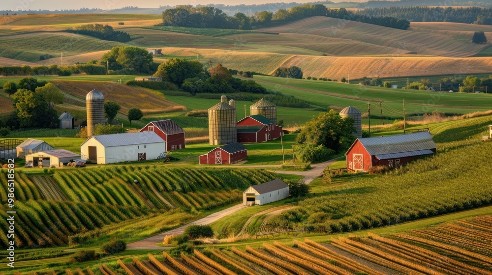 Fototapeta premium Scenic Farmland View in the Midwest