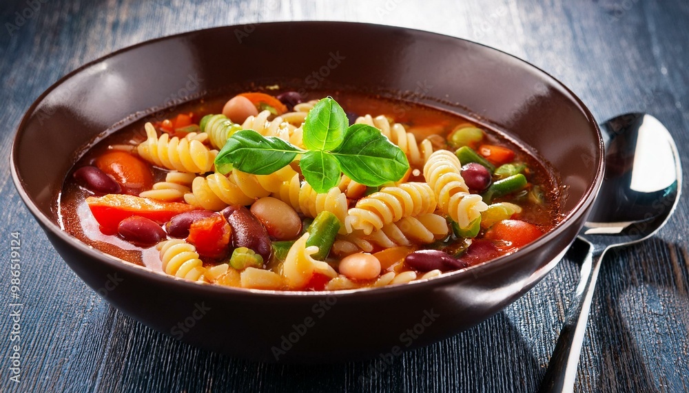 Vegetarian minestrone soup with pasta and beans Vegetarian minestrone soup with pasta and beans