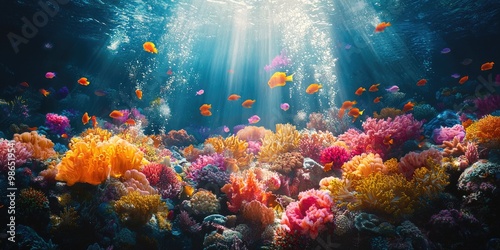 Hyper-Realistic Underwater Paradise: Vibrant Coral Reef and Colorful Marine Life