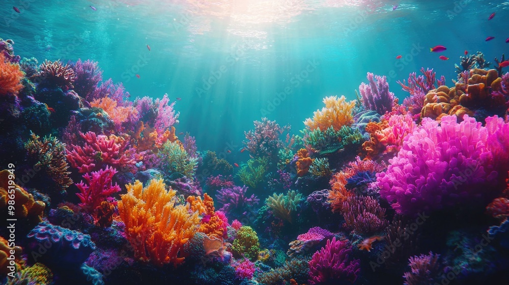 Underwater Paradise: Vibrant 4K Coral Reef with Teeming Marine Life and Kaleidoscopic Colors