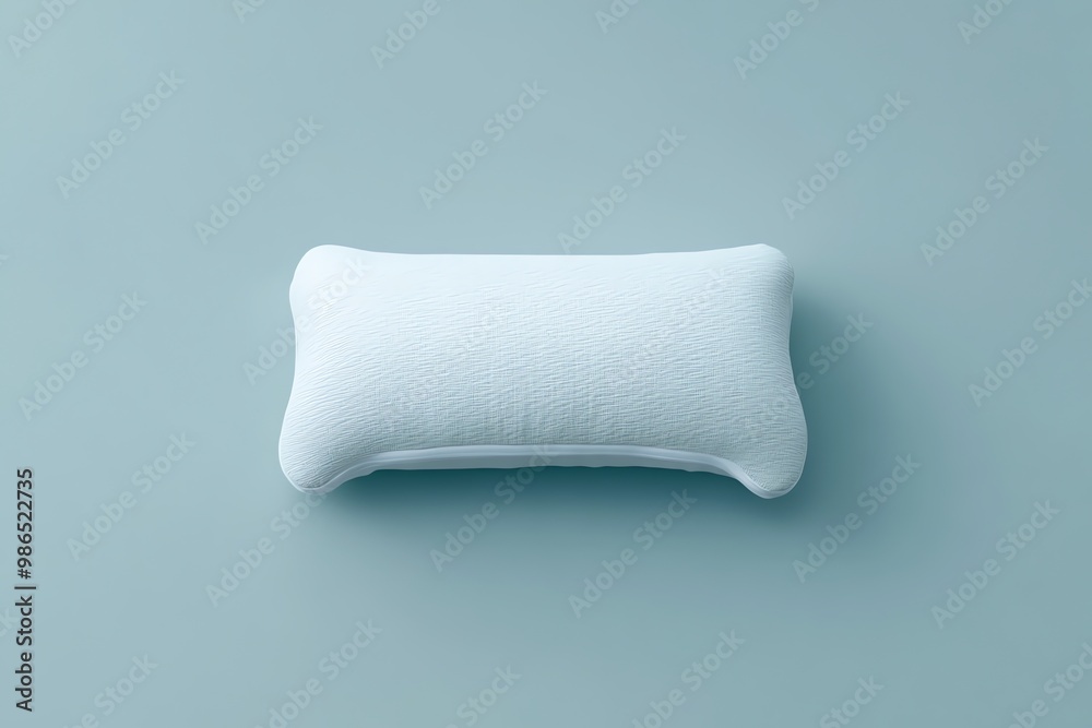 White Pillow on Light Blue Background White Pillow on Light Blue Background