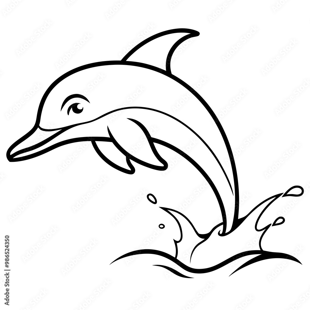 Fototapeta premium Dolphin Tail Splash Vector Art