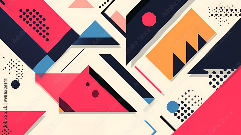 Abstract Geometric Pattern with Black, White, Red, Blue and Orange Shapes Abstract Geometric Pattern with Black, White, Red, Blue and Orange Shapes