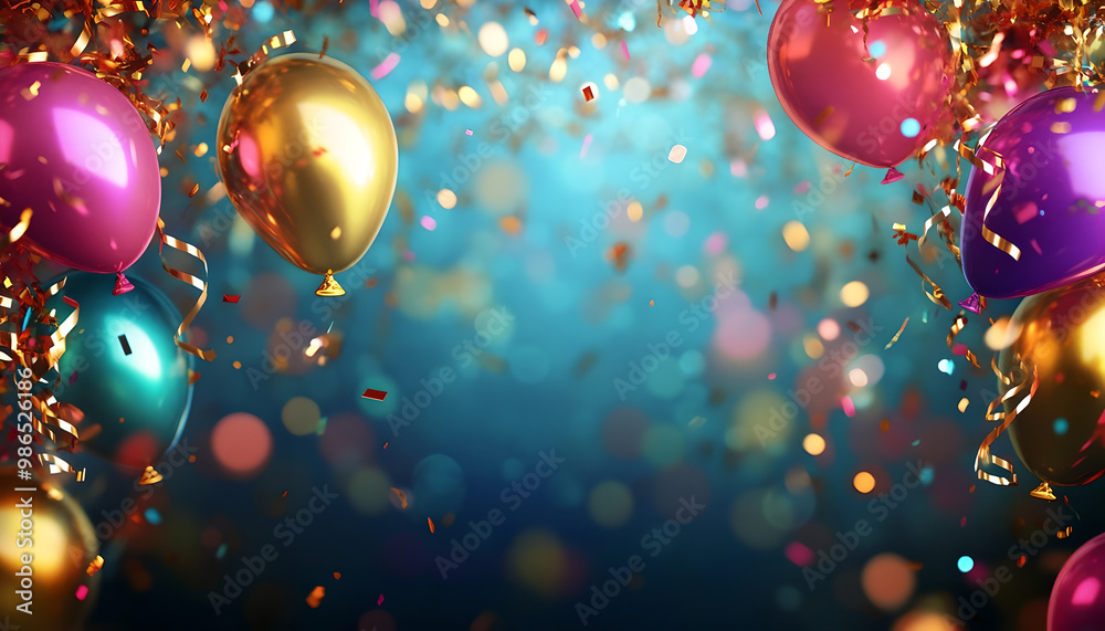 Wallpaper Featuring a Party Atmosphere with Balloons and Confetti: Birthday Celebrations, New Year's Eve, Promotions, and Festive Gatherings. Space for your own text Wallpaper Featuring a Party Atmosphere with Balloons and Confetti: Birthday Celebrations, New Year's Eve, Promotions, and Festive Gatherings. Space for your own text