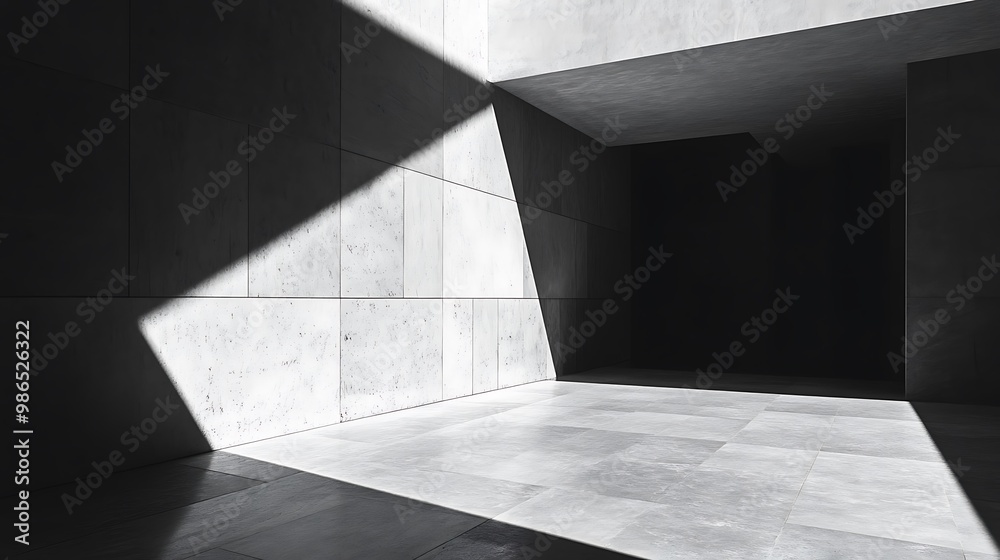 Concrete Walls and Floor with Sunlit Shadows in a Modern Building Concrete Walls and Floor with Sunlit Shadows in a Modern Building