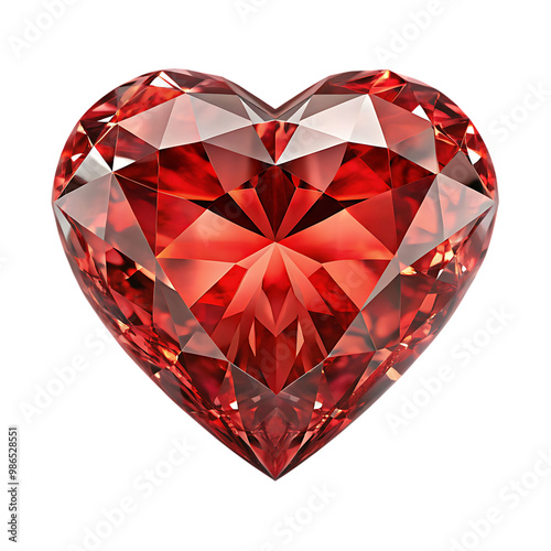 Red heart of small diamonds on transparent background photo