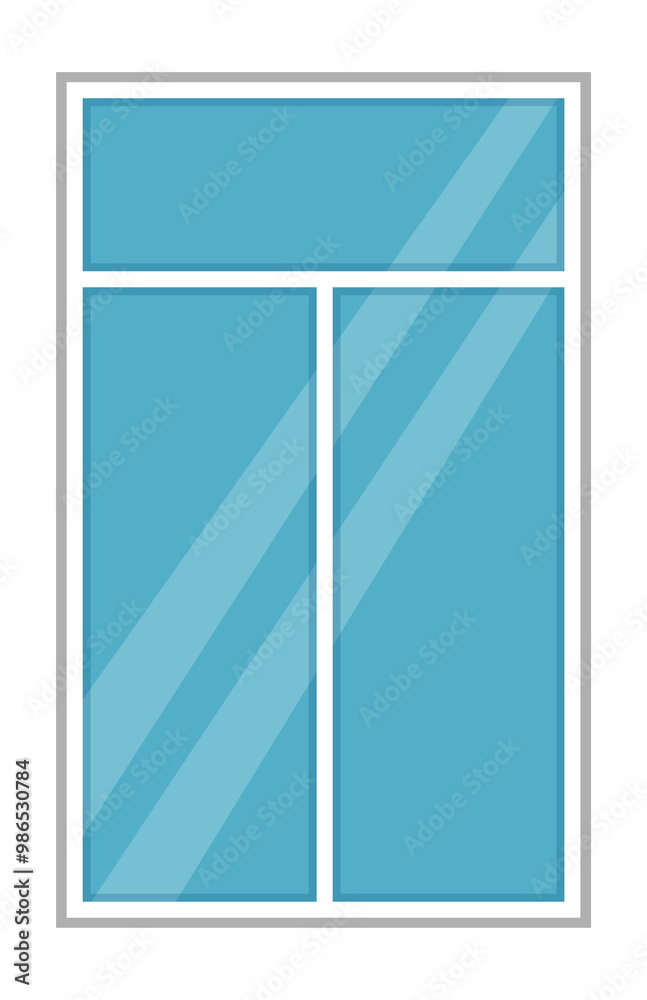 Simple window frame with glass reflection color icon Simple window frame with glass reflection color icon
