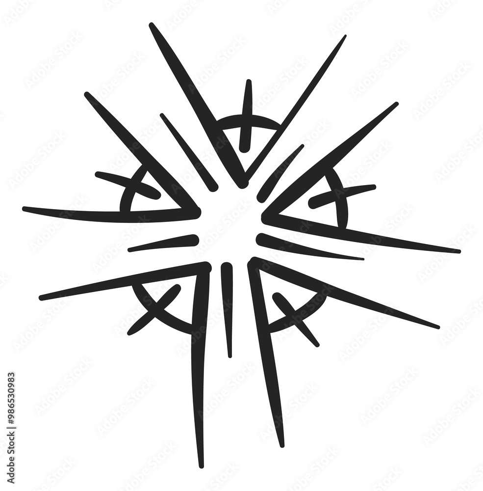 Explosion sketch. Light beam doodle. Burst icon Explosion sketch. Light beam doodle. Burst icon