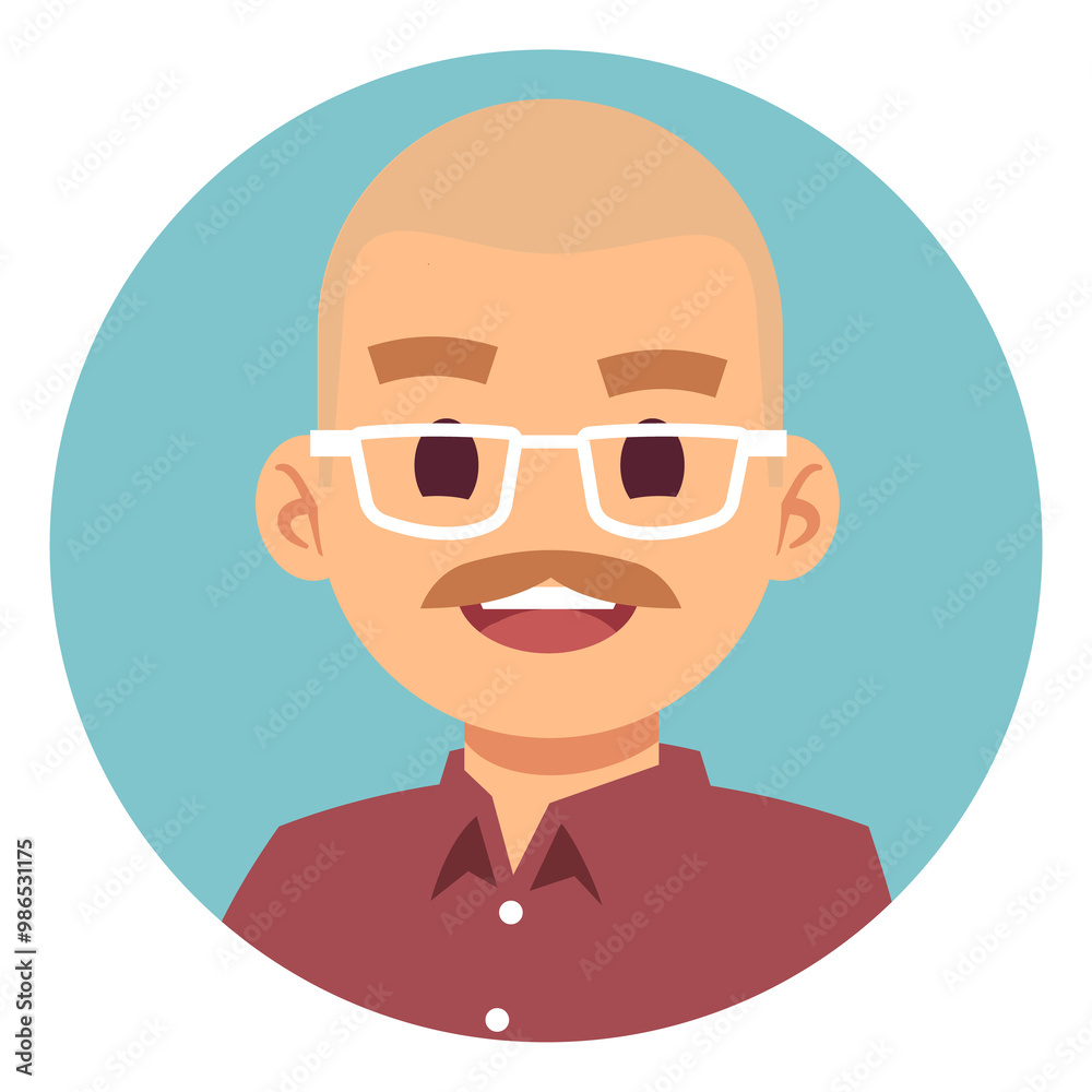 Middle age man round avatar. Team portrait Middle age man round avatar. Team portrait