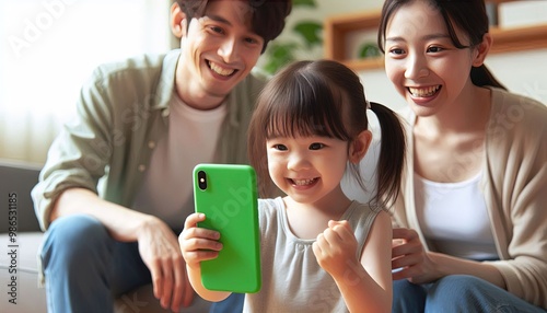 Happy family taking a selfie.