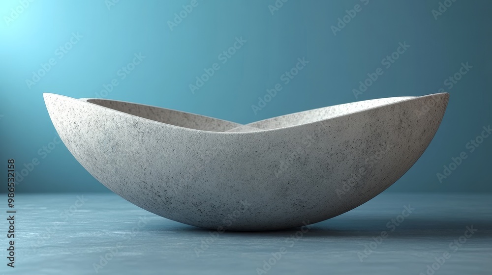 A minimalist concrete bowl with a unique curved design, perfect for modern interior decor and functional art. A minimalist concrete bowl with a unique curved design, perfect for modern interior decor and functional art.