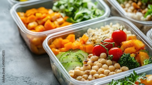 Healthy foods in multiple boxes