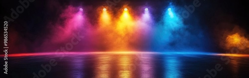 Bright and colorful stage backdrop featuring dynamic lights for events and performances