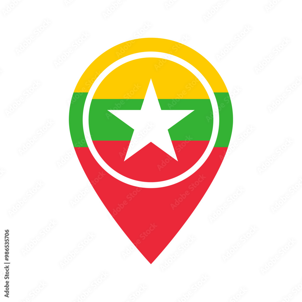 Myanmar flag location icon Myanmar flag location icon