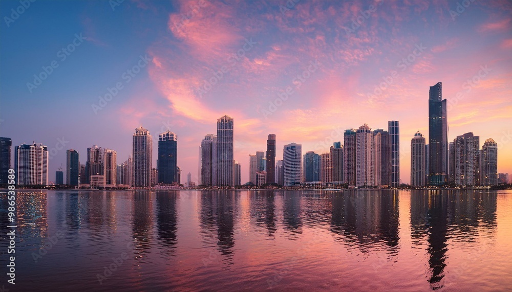 A metropolis city by the sea with sprawling skyscrapers and dramatic sunset in the backgroun; landscape photography A metropolis city by the sea with sprawling skyscrapers and dramatic sunset in the backgroun; landscape photography