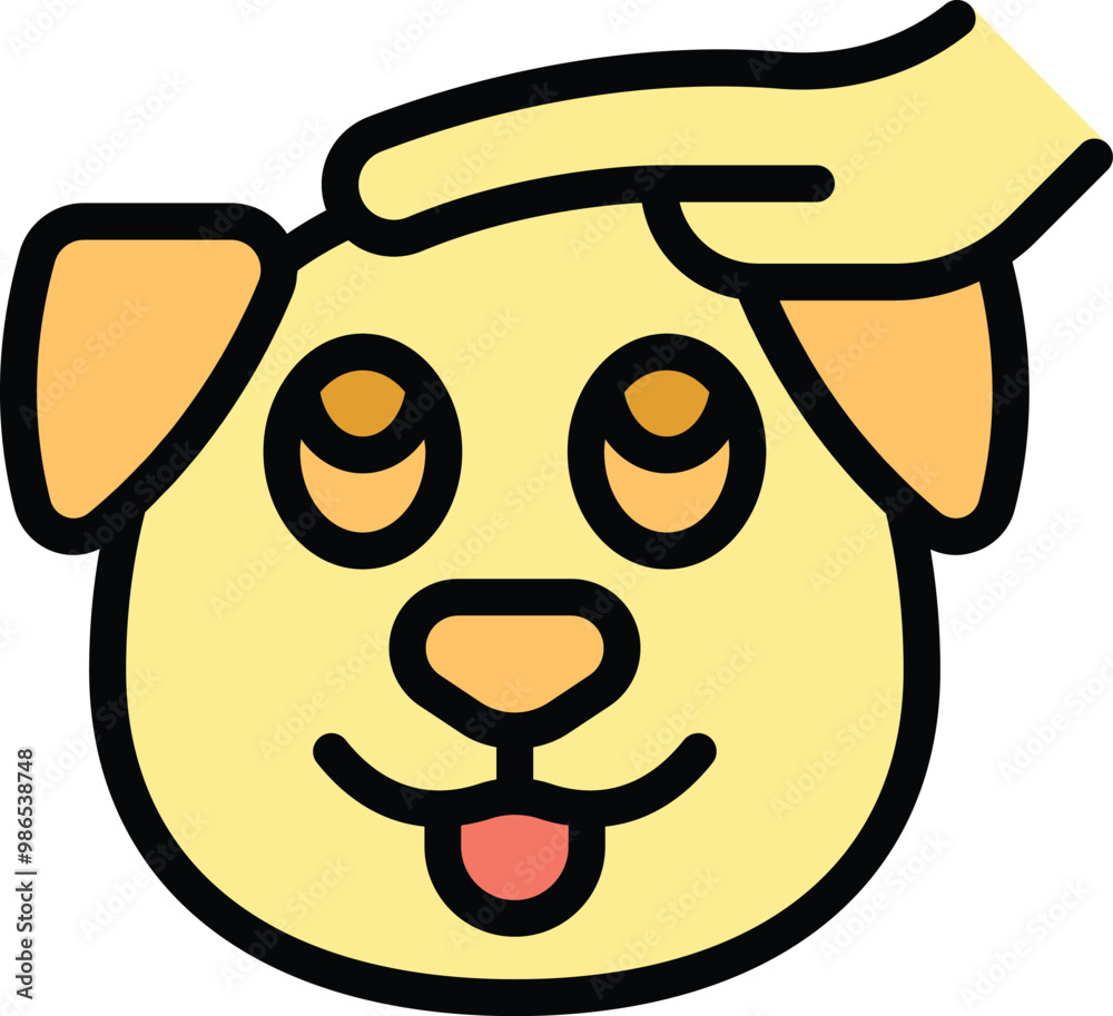 Naklejka premium Simple design of a friendly golden retriever dog being petted, conveying a sense of love and care for animals