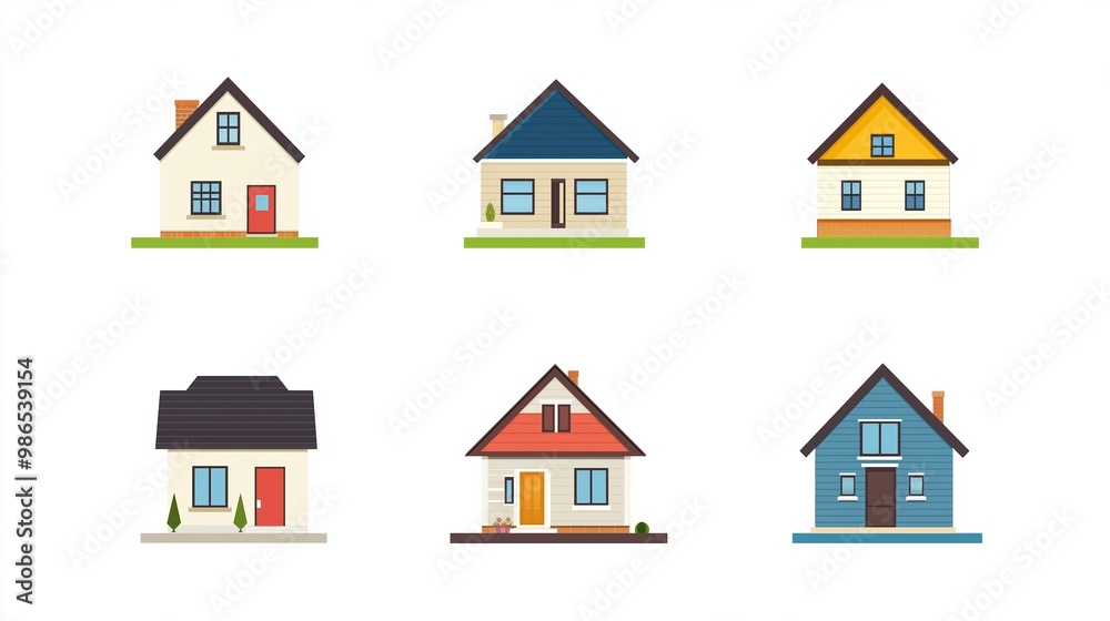 Set of Simple House Illustrations for Real Estate and Property Market Set of Simple House Illustrations for Real Estate and Property Market