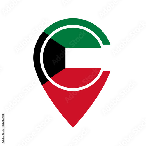 Kuwait flag location icon Free Download Kuwait flag location icon - GFXLoad