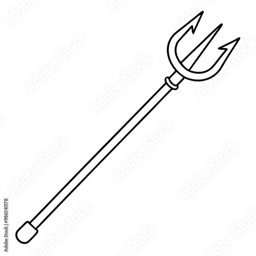 Twisted Prong Devil's Pitchfork Sharp Line Art Vector Illustration