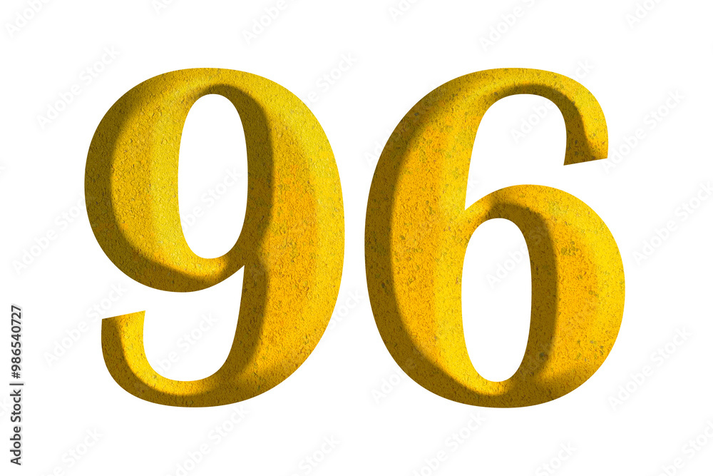 3d golden number 96, isolated on transparent background