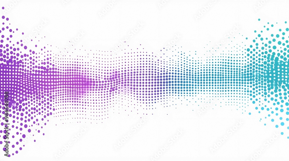 Abstract Wave Pattern of Purple and Blue Dots on White Background Abstract Wave Pattern of Purple and Blue Dots on White Background