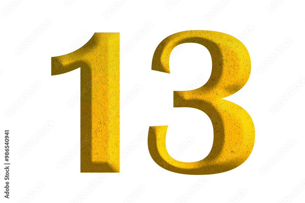 3d golden number 13, isolated on transparent background 3d golden number 13, isolated on transparent background