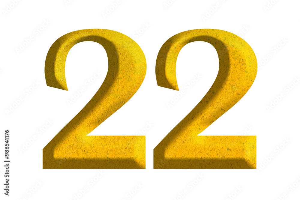 3d golden number 22, isolated on transparent background 3d golden number 22, isolated on transparent background