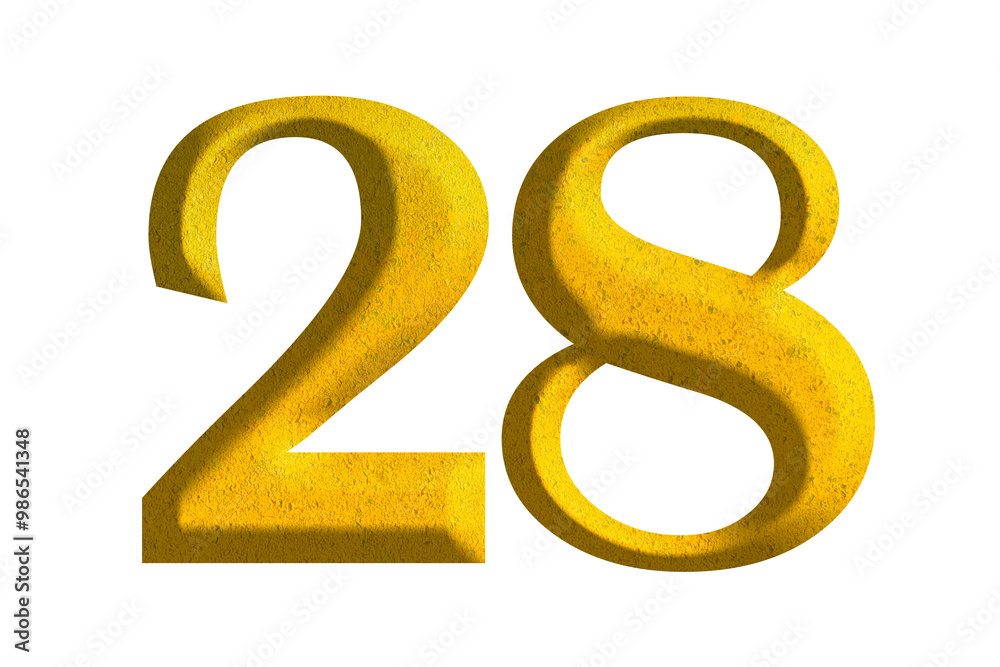 3d golden number 28, isolated on transparent background 3d golden number 28, isolated on transparent background