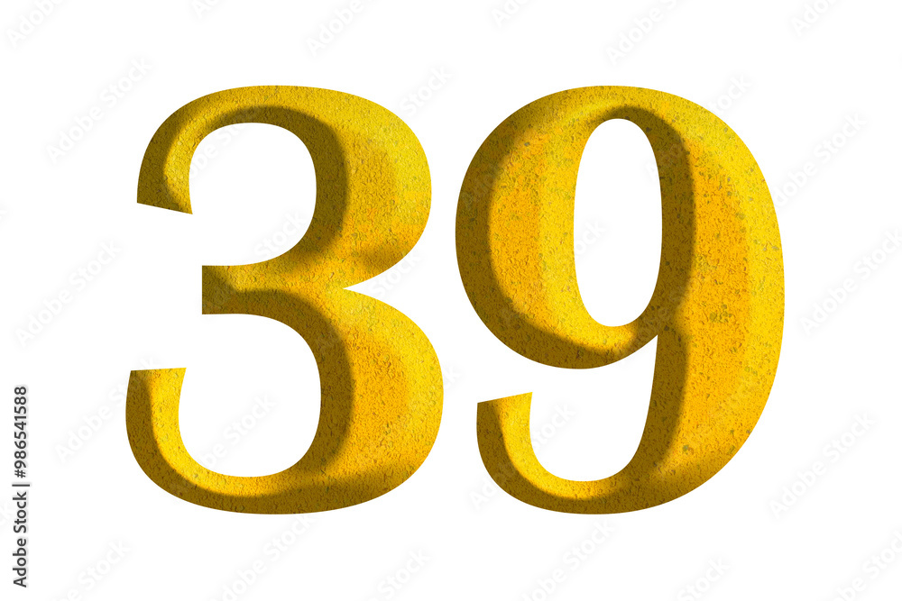 3d golden number 39, isolated on transparent background 3d golden number 39, isolated on transparent background