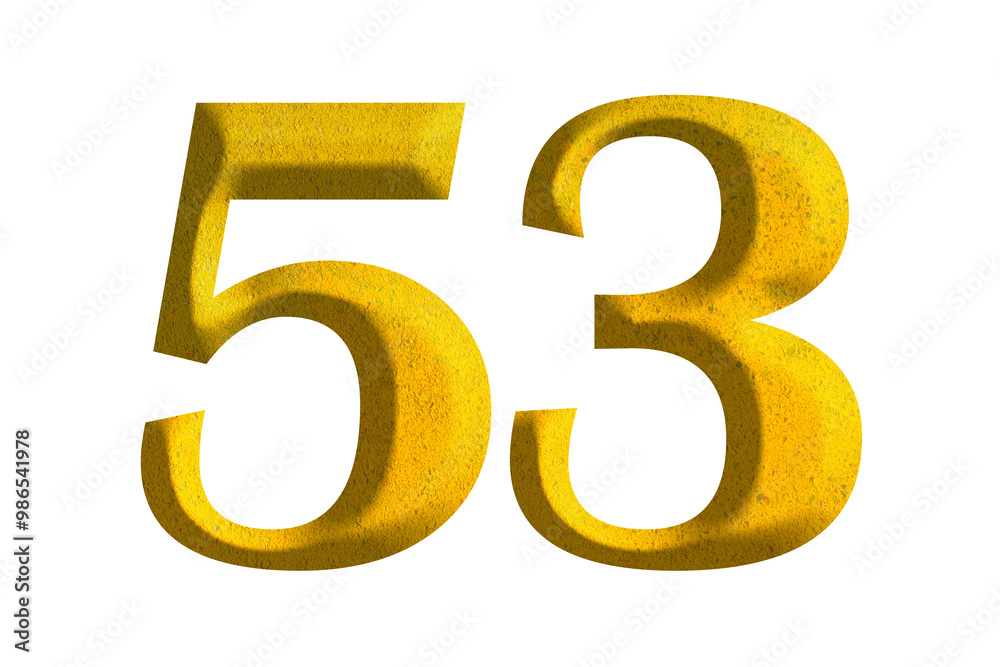 3d golden number 53, isolated on transparent background 3d golden number 53, isolated on transparent background