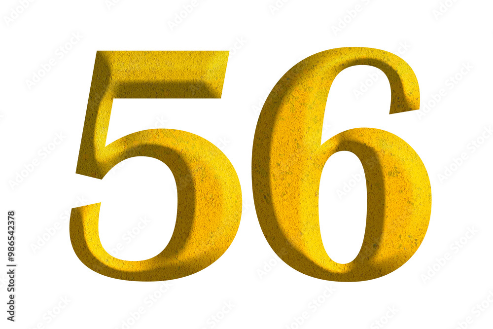 3d golden number 56, isolated on transparent background 3d golden number 56, isolated on transparent background