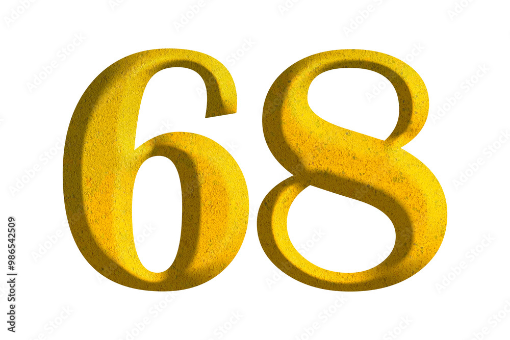 3d golden number 68, isolated on transparent background 3d golden number 68, isolated on transparent background